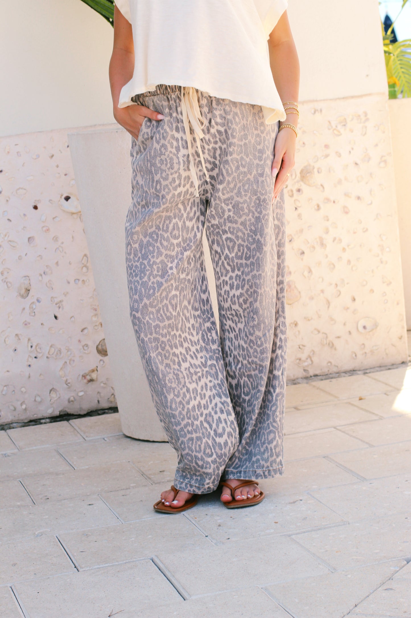 Leopard drawstring Pants