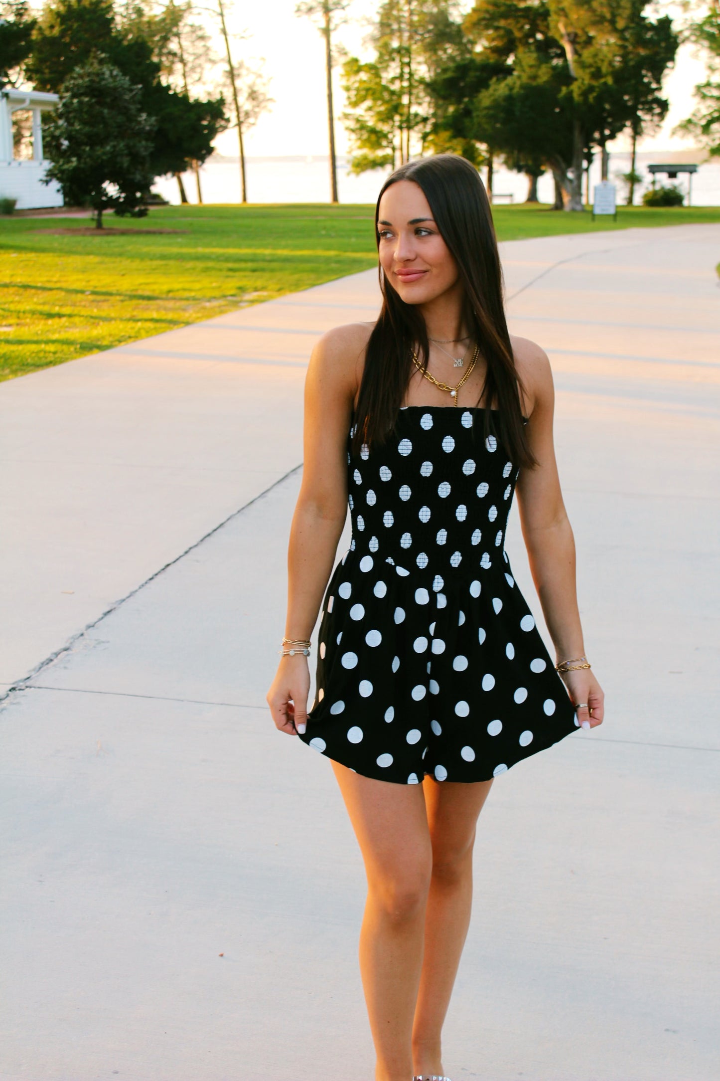 Polka dot girl romper