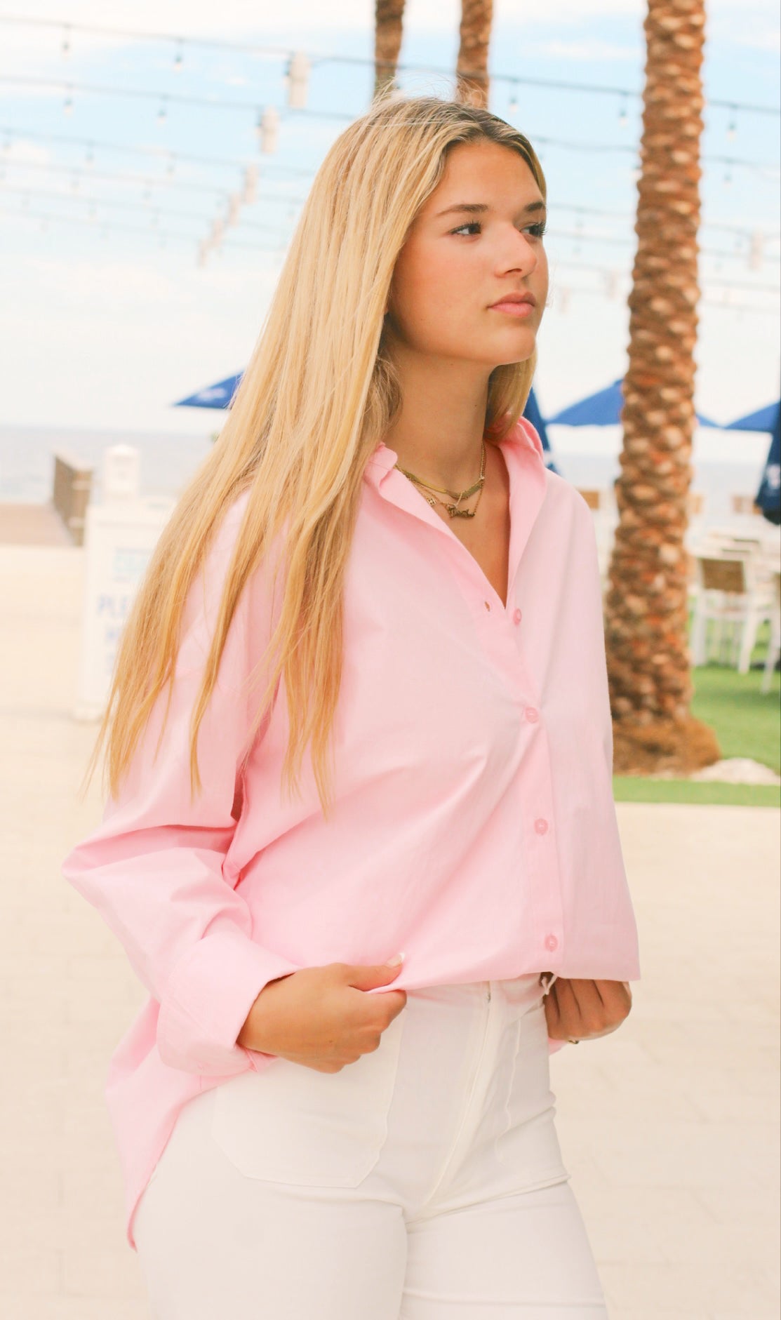 Pretty in pink button down
