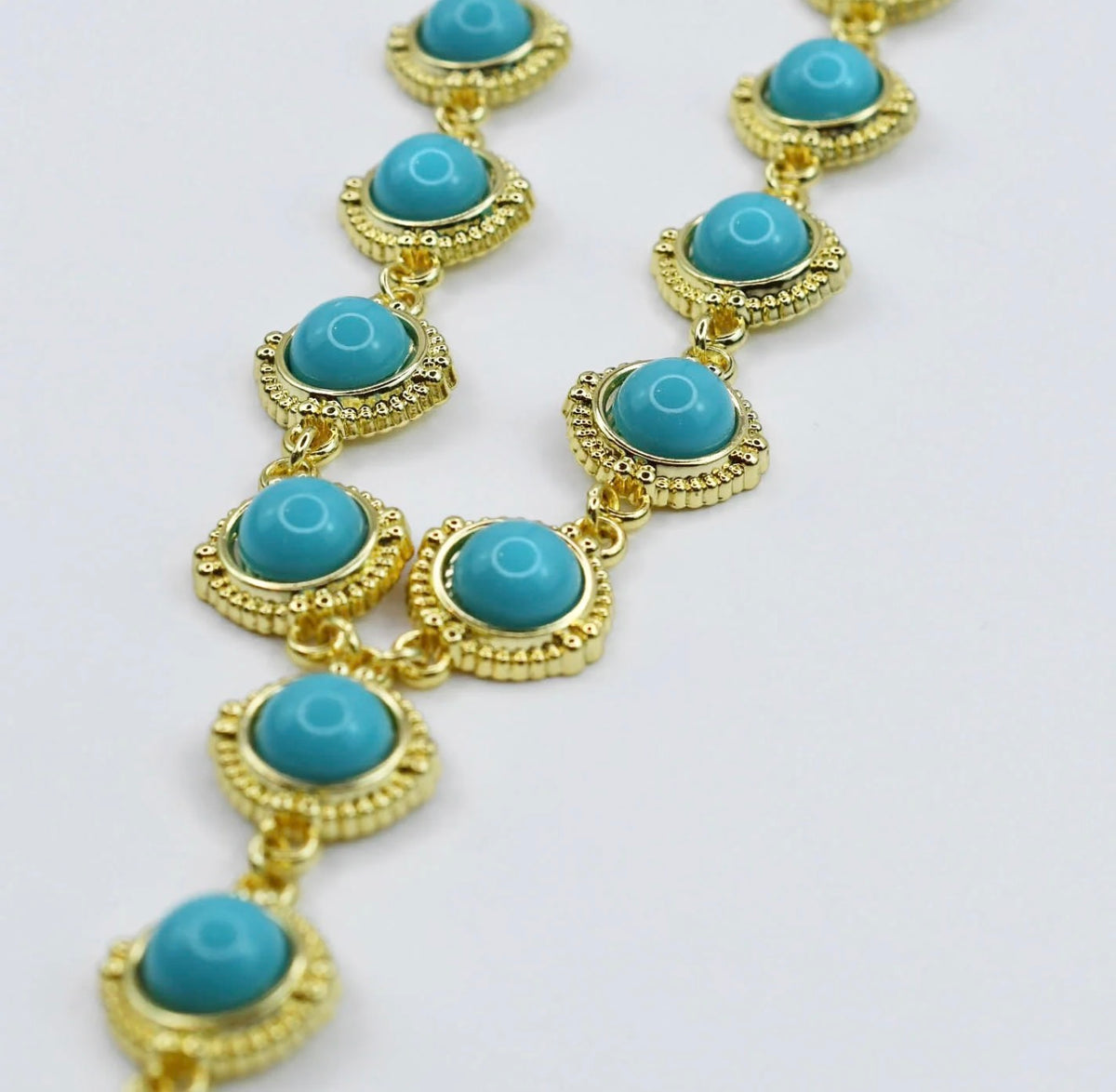 Turquoise Cascade Gold Necklace