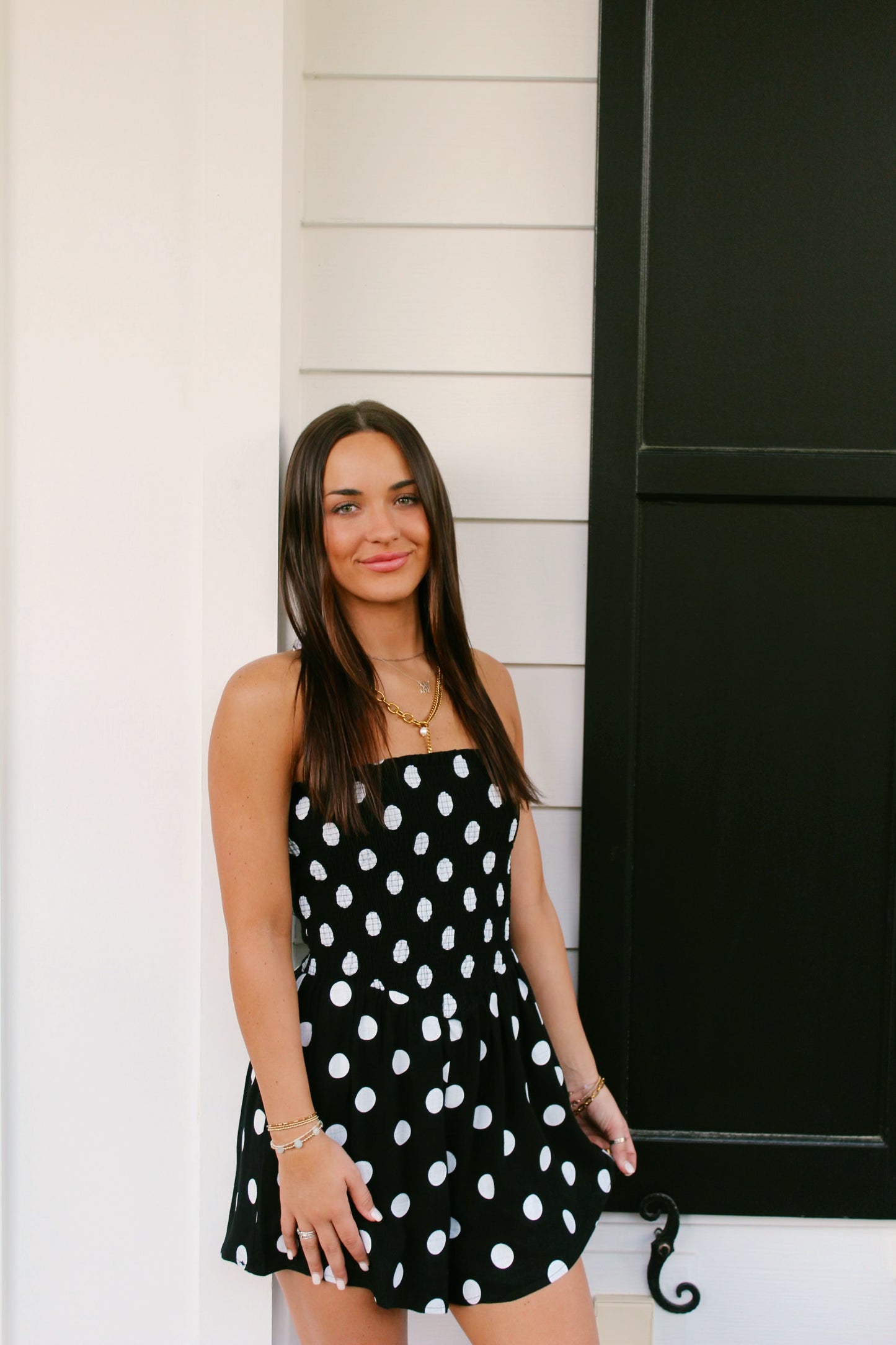 Polka dot girl romper