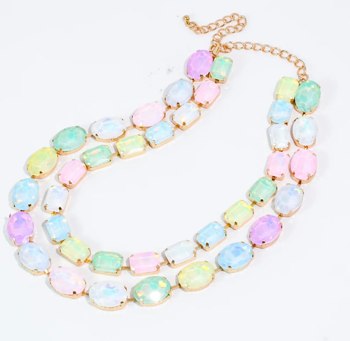 Pastel Layered Round Crystal Necklace