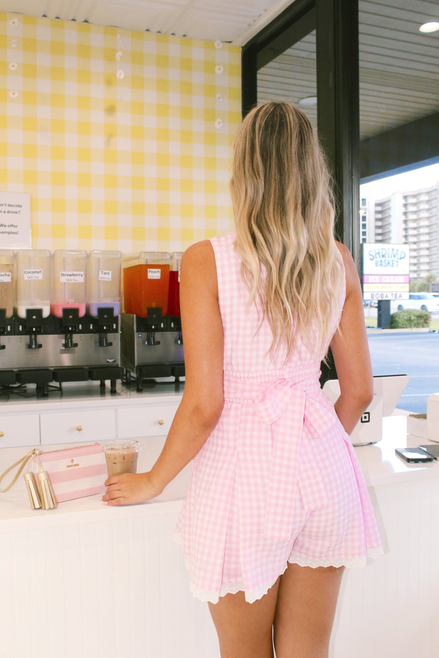 Pink strawberry romper