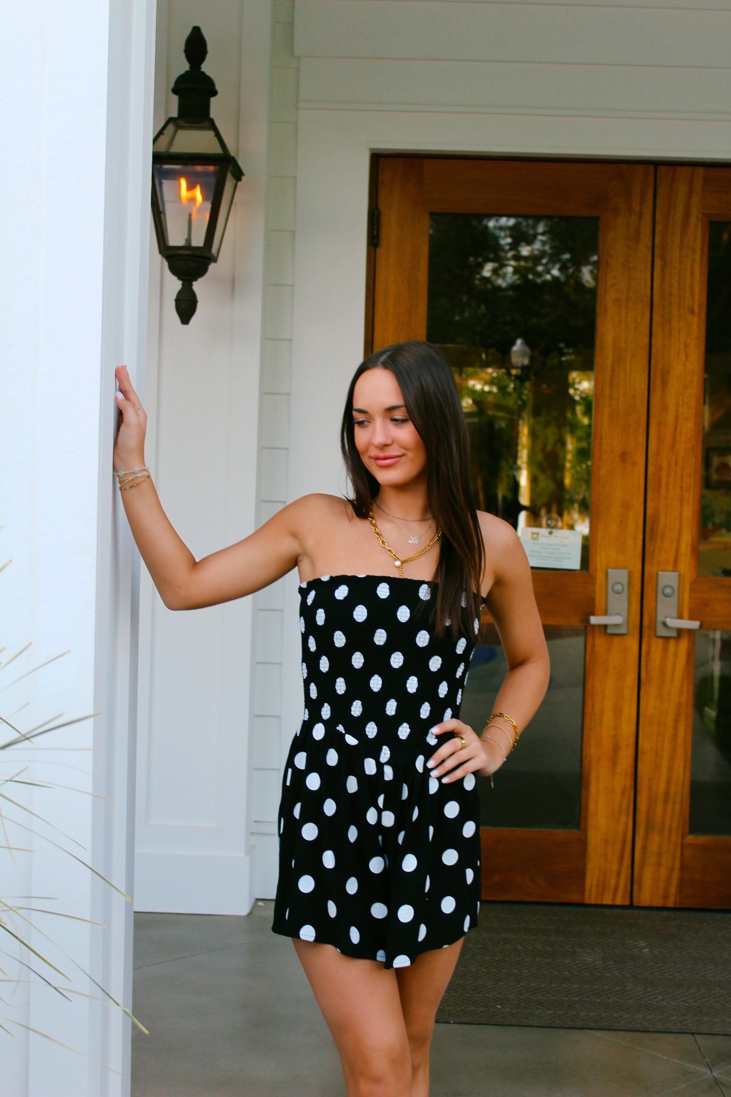 Polka dot girl romper