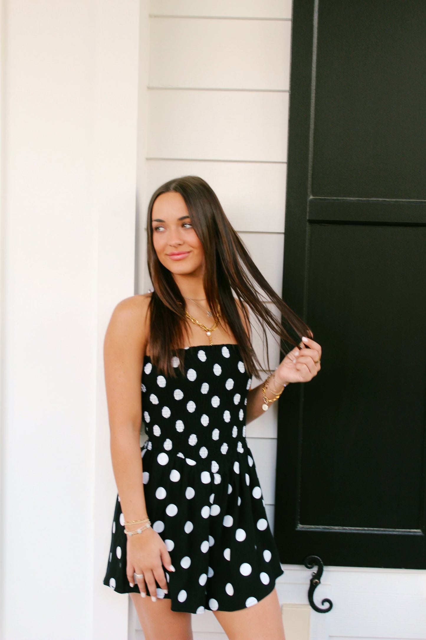 Polka dot girl romper