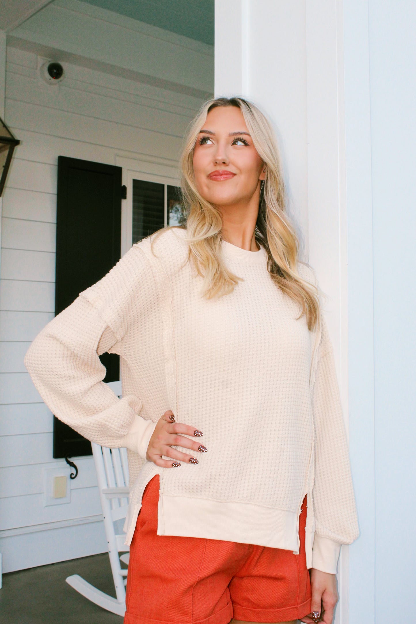 Light waffle sweater