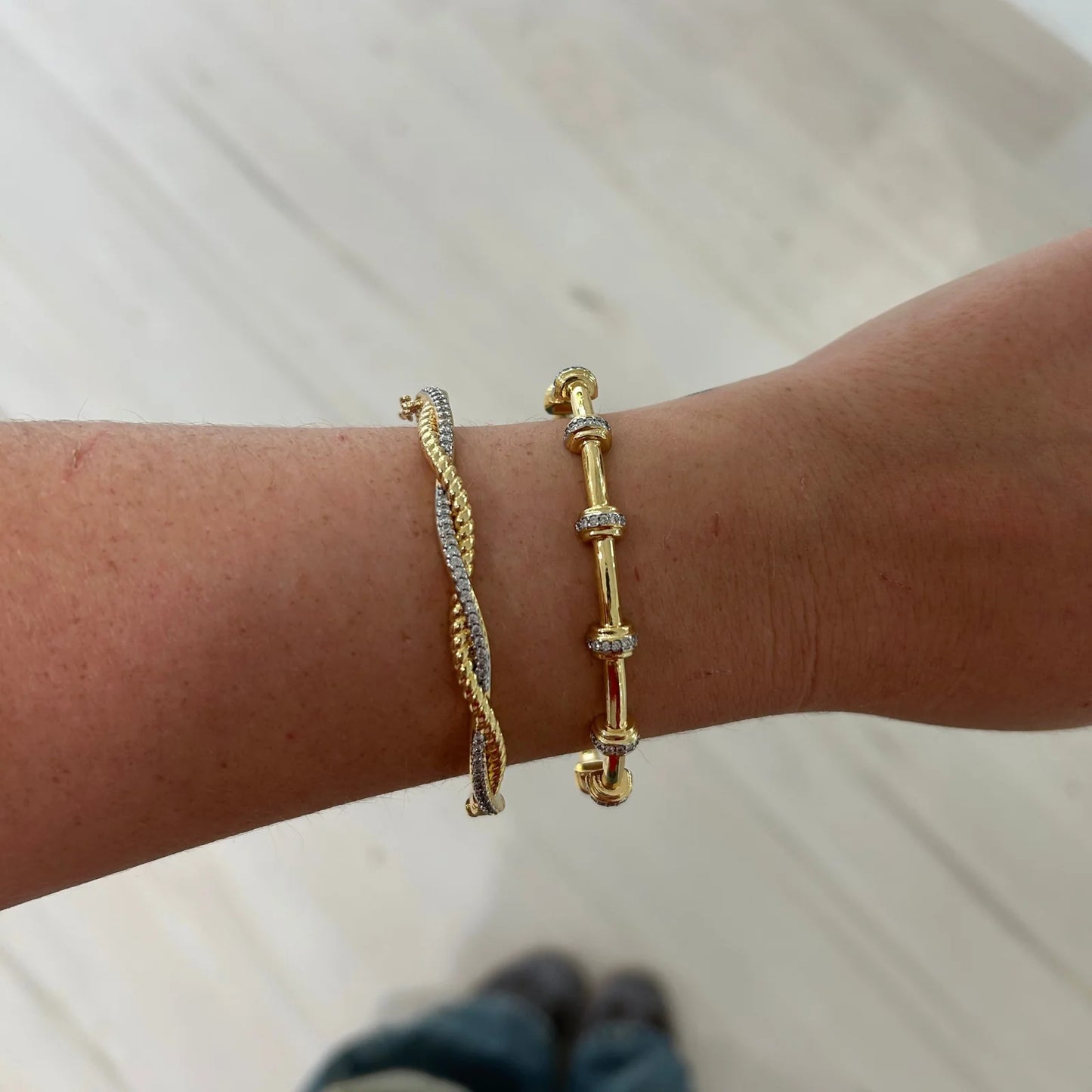 Pave Two Toned Studded Cuff