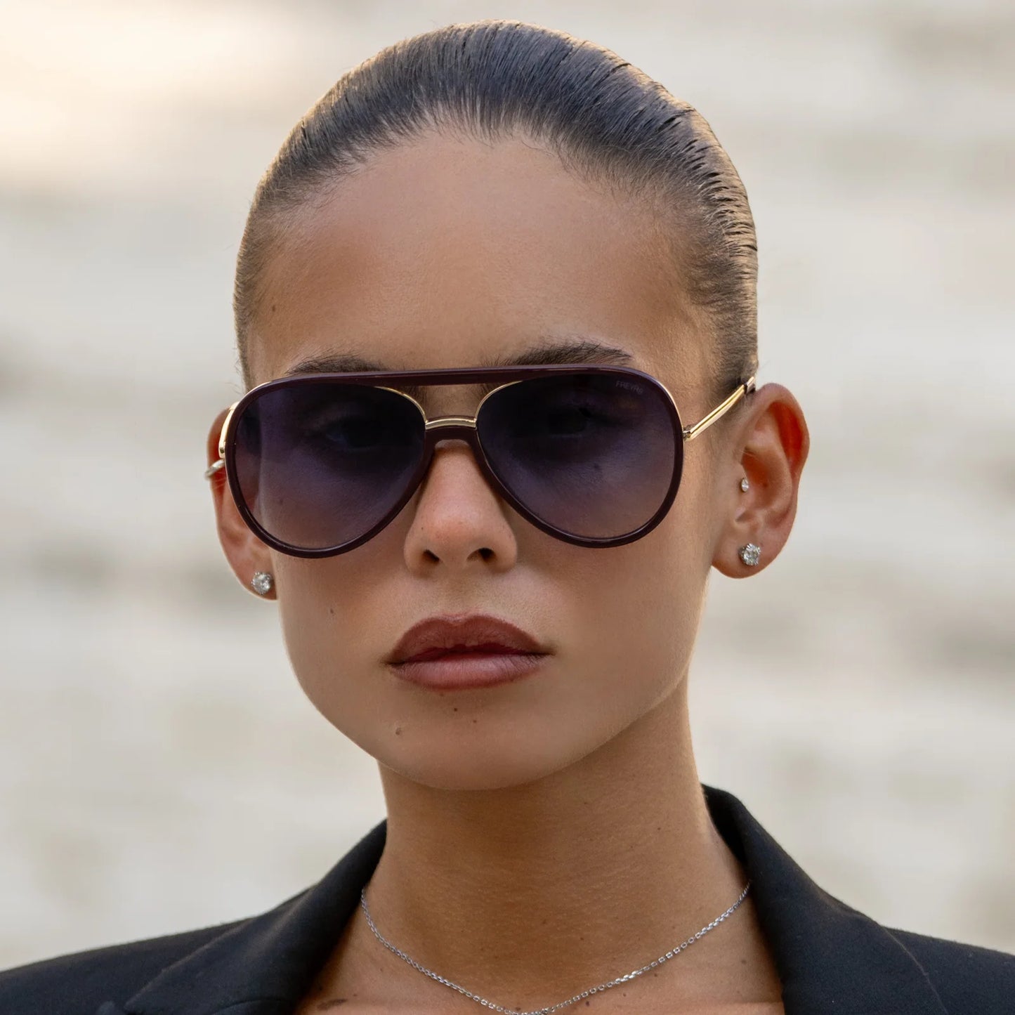 Shay Unisex Aviator Sunglasses / Burgundy