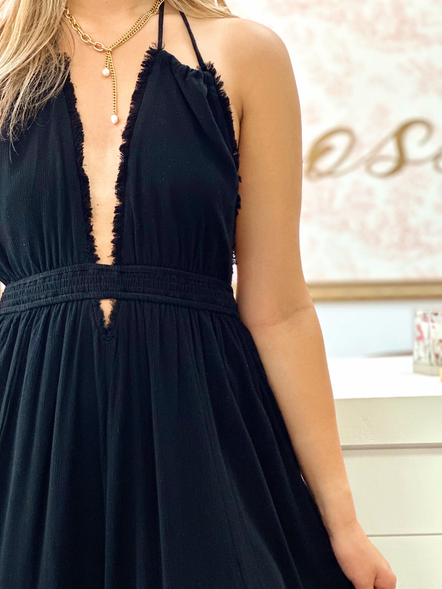 Black halter dress