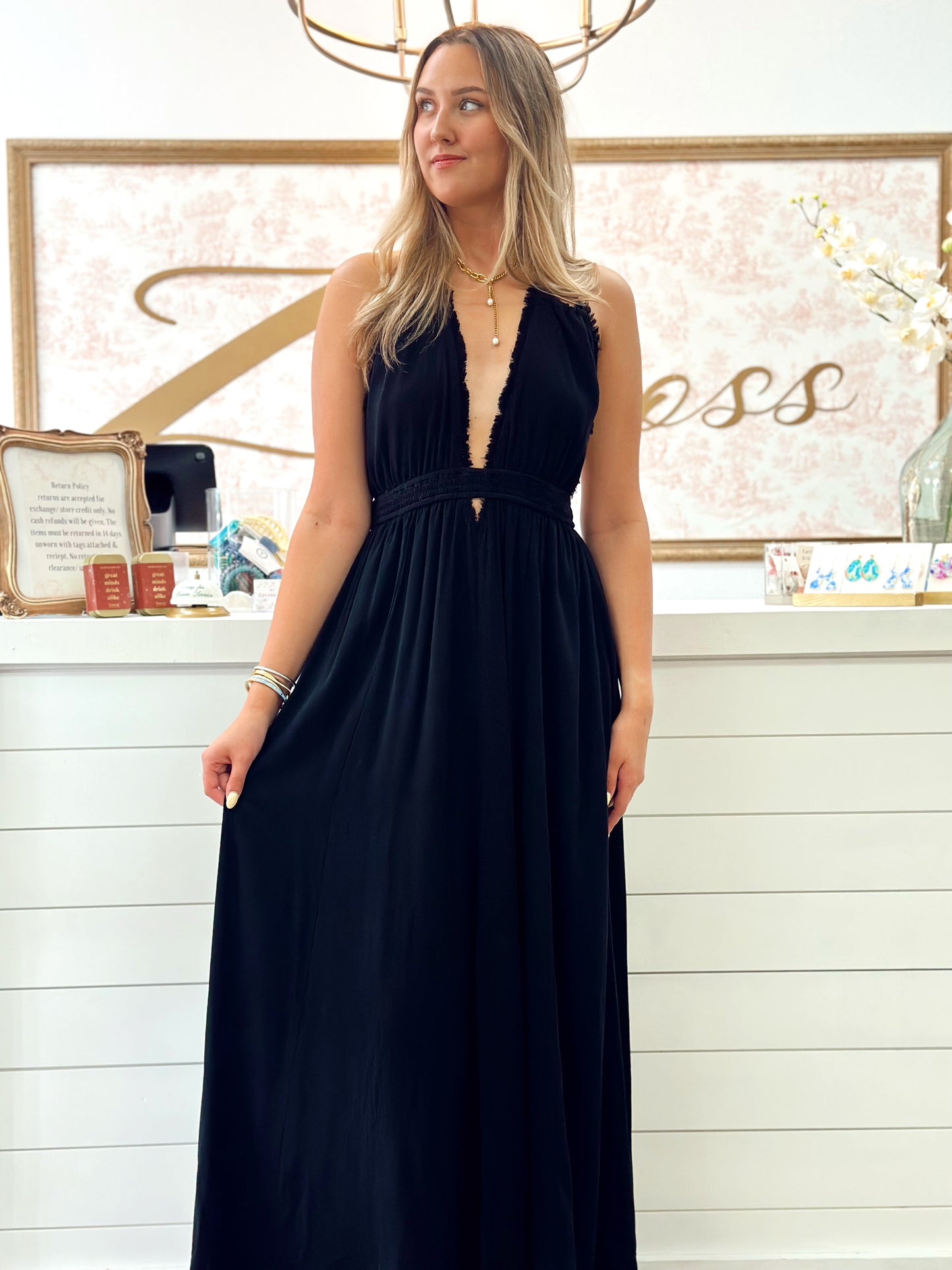 Black halter dress