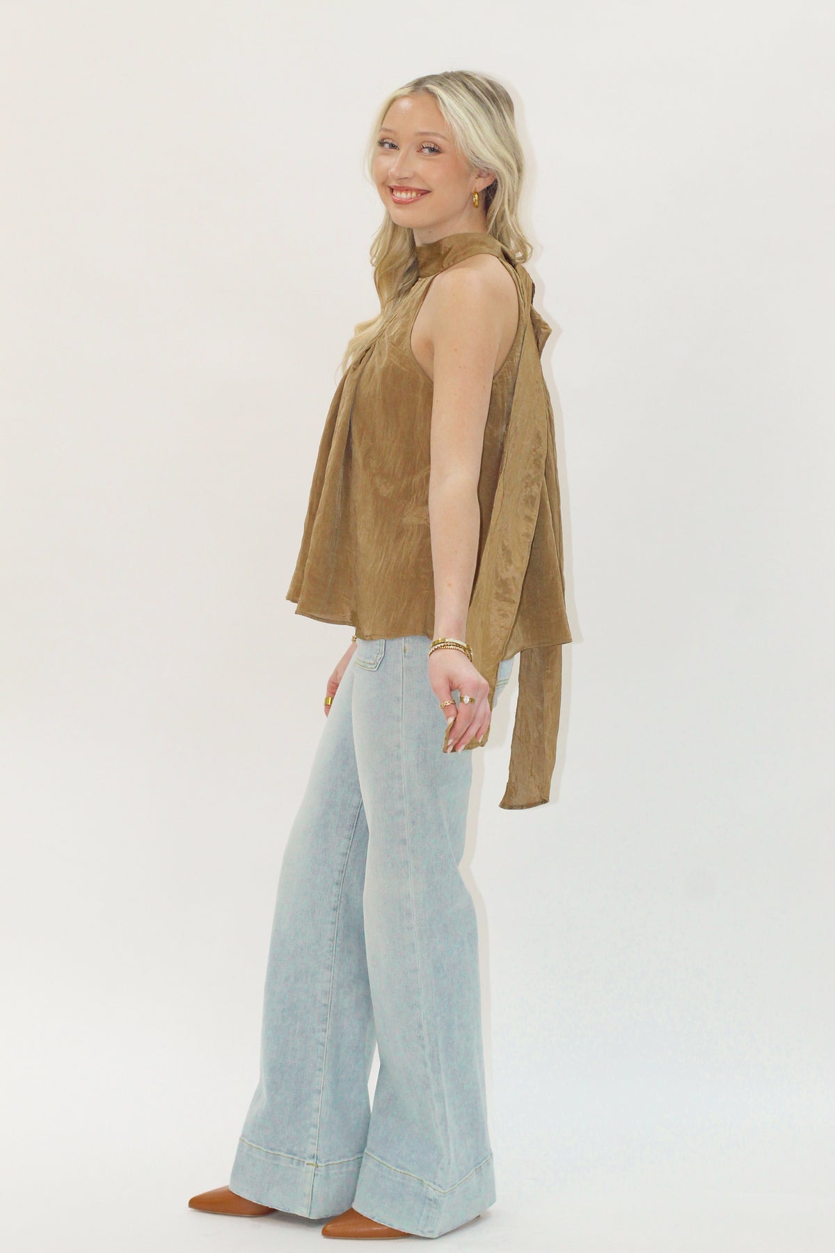 Amorette Satin Top Taupe