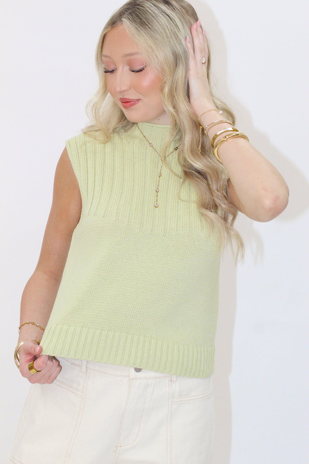 Jennie Green Sleeveless Sweater