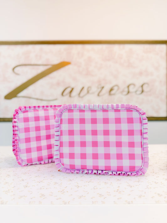 Pink Gingham Cosmetic Pouch