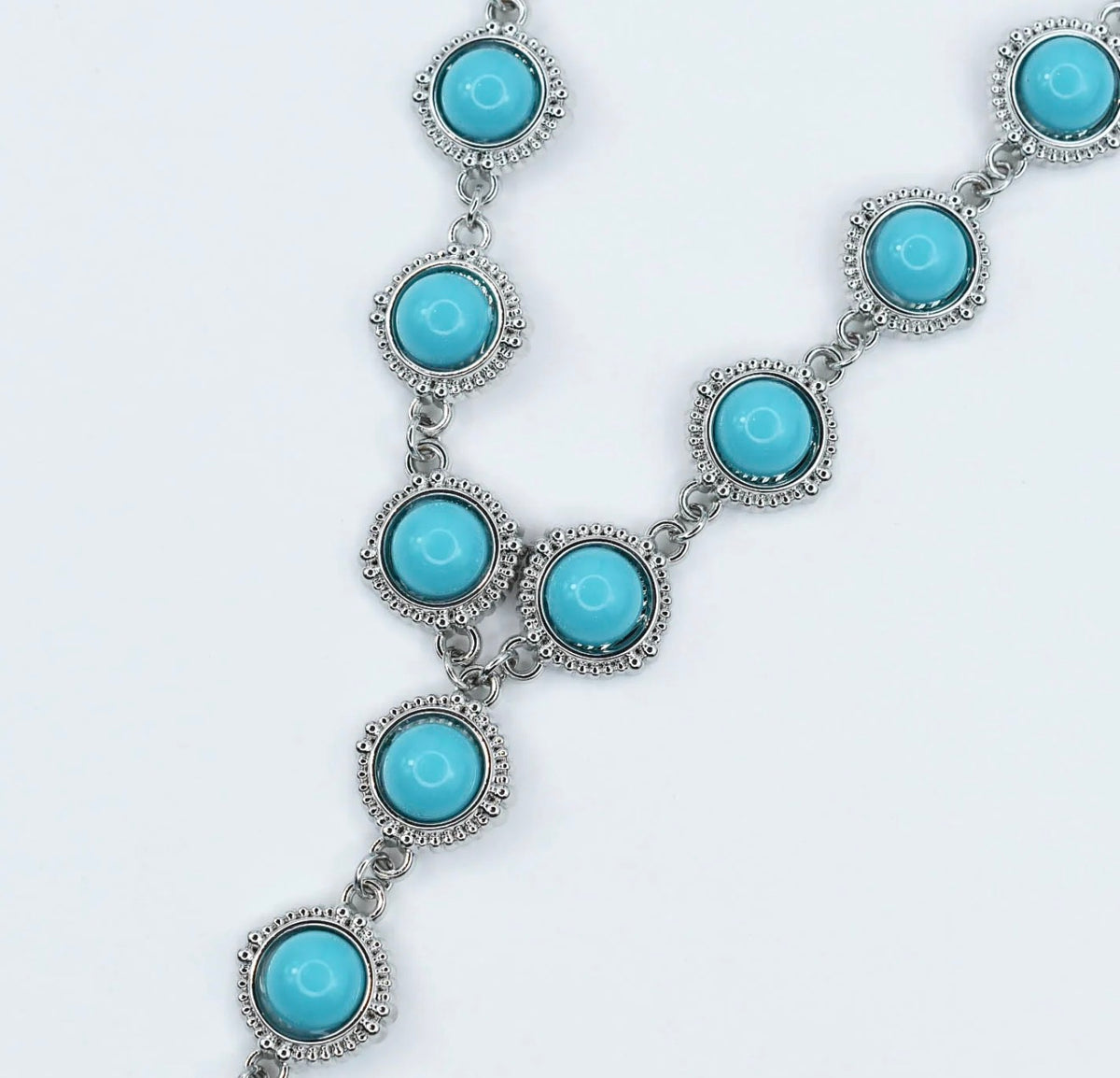 Turquoise Cascade Silver Necklace