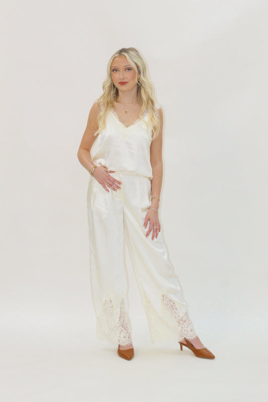 Falling For You Satin Lace Pants