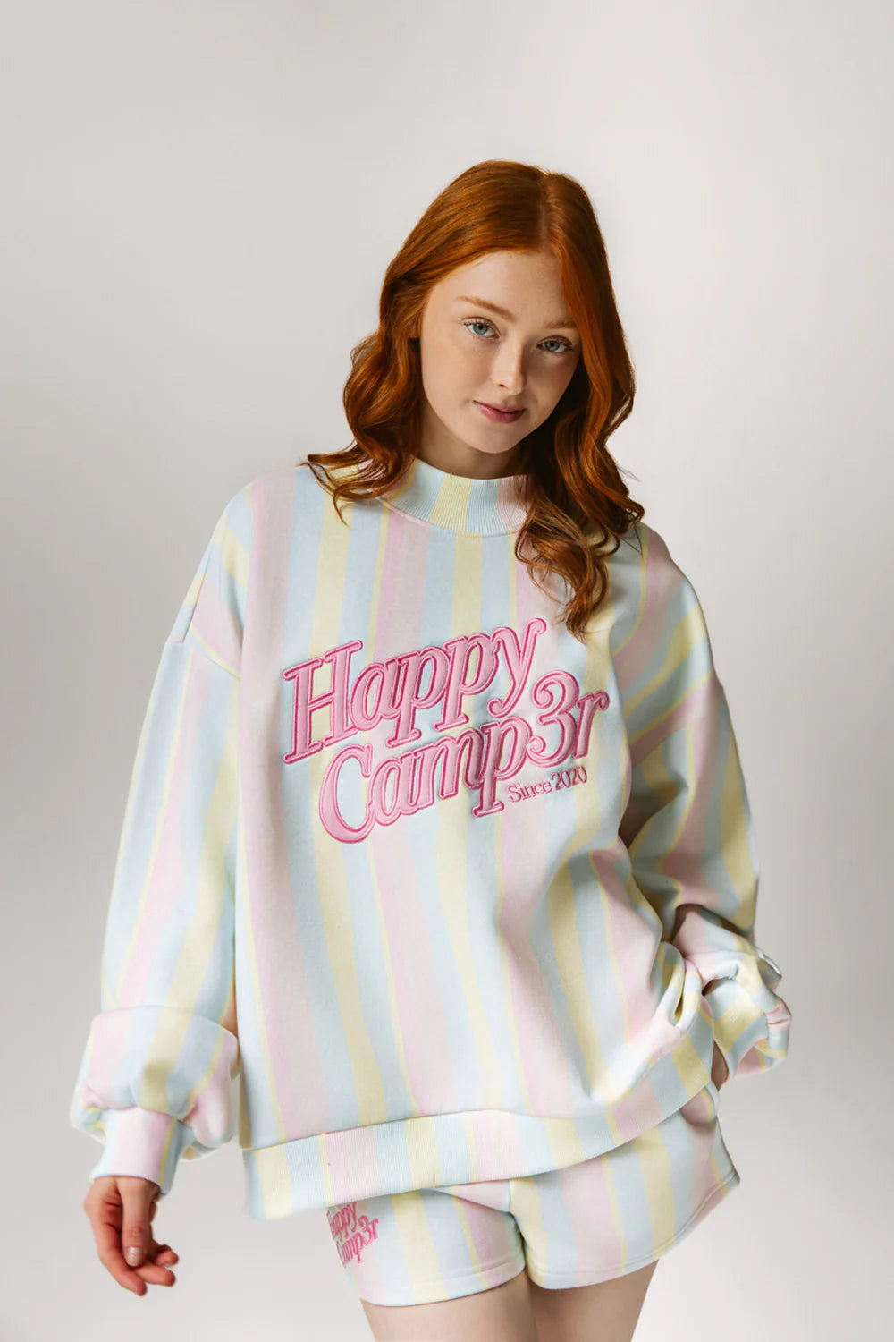 SHERBET STRIPES APPLIQUE MOCKNECK