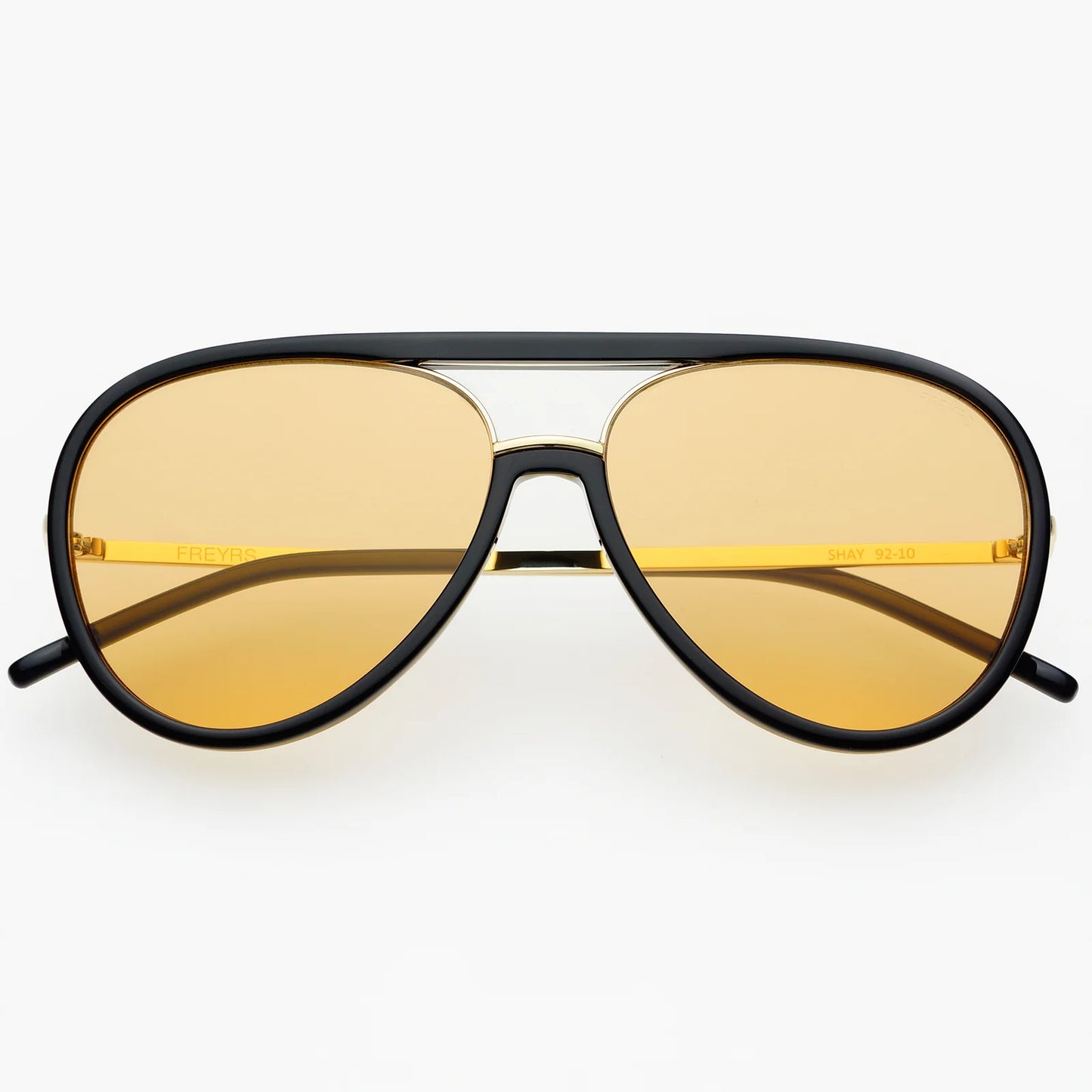 Shay Unisex Aviator Sunglasses - Black / Soft Amber
