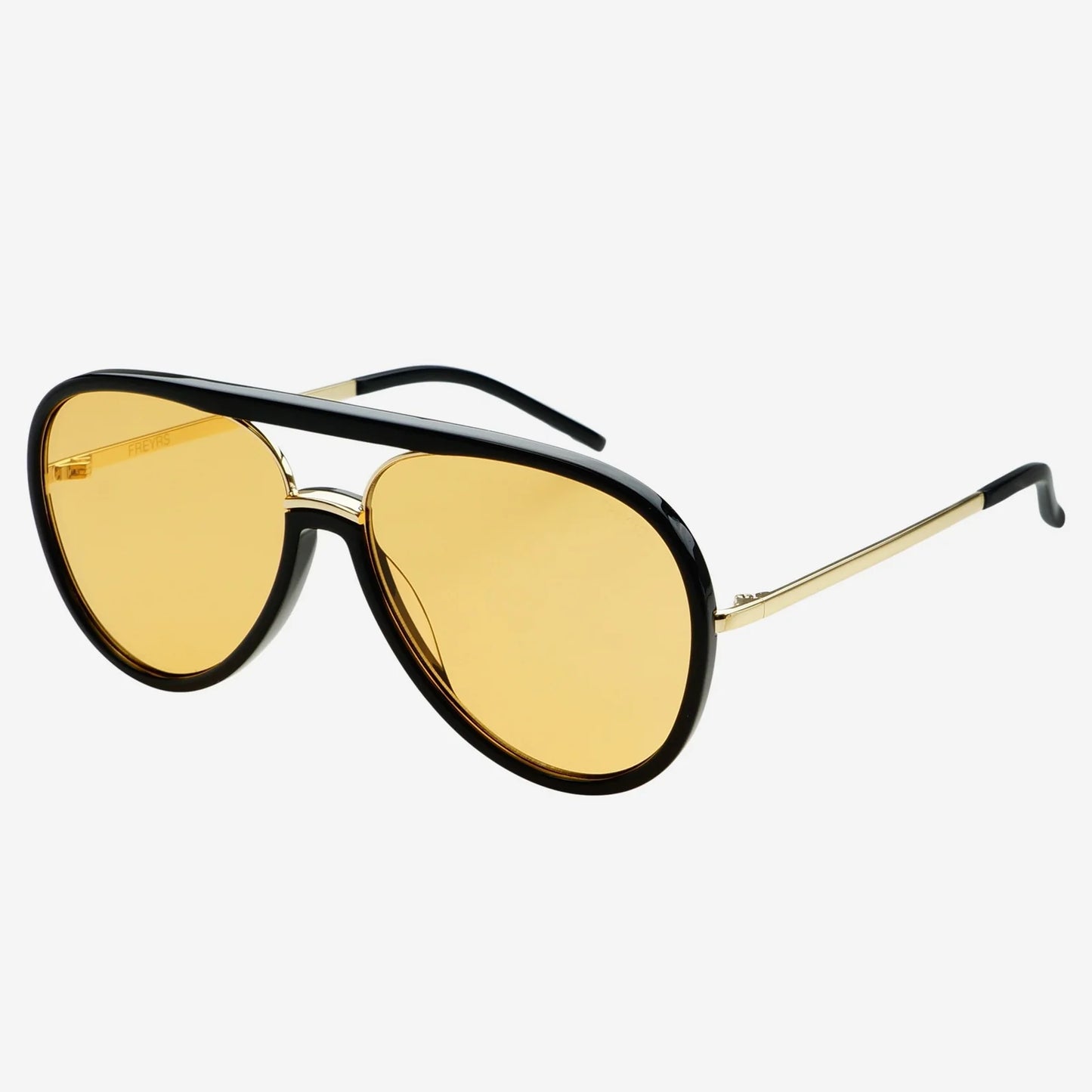 Shay Unisex Aviator Sunglasses - Black / Soft Amber