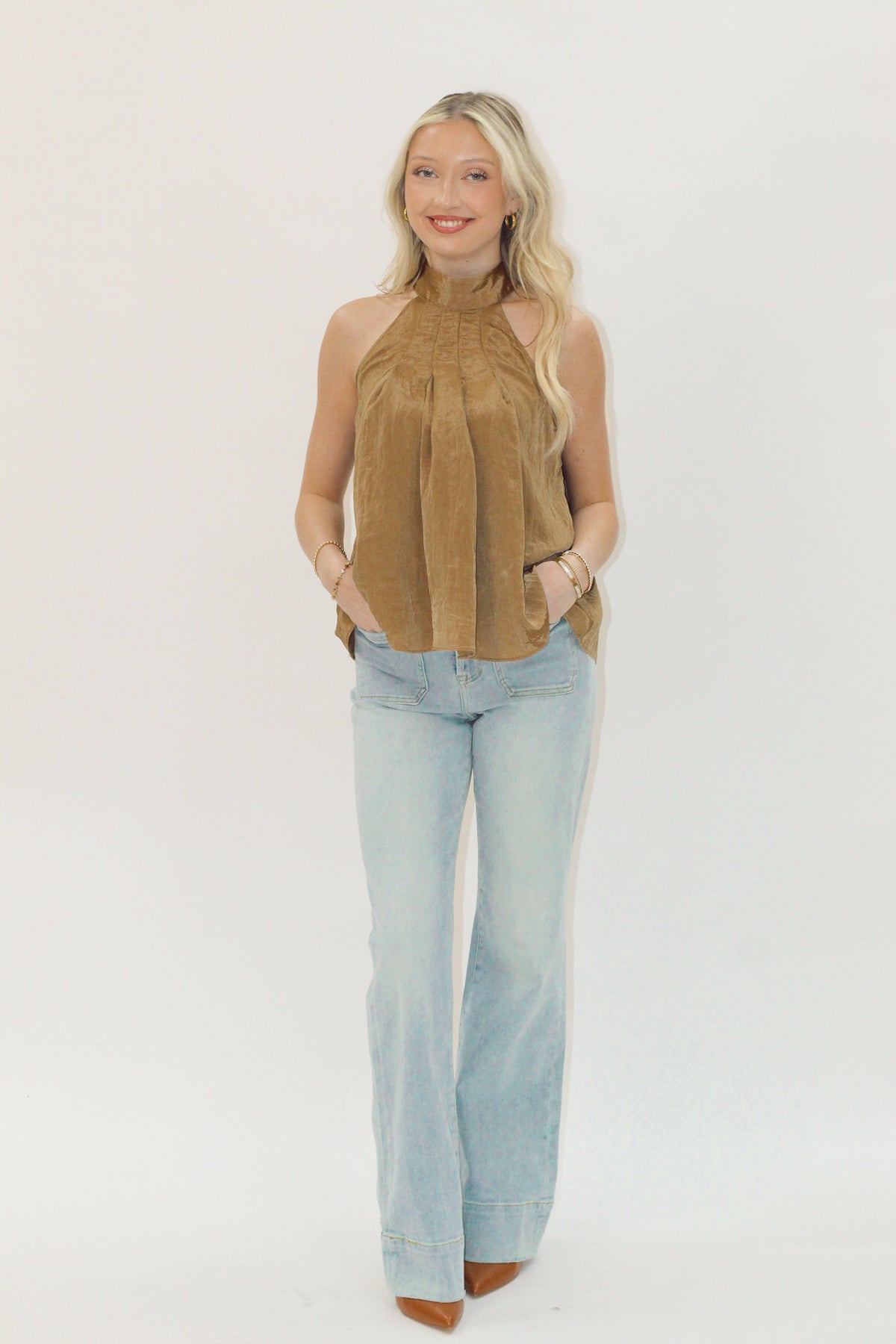 Amorette Satin Top Taupe