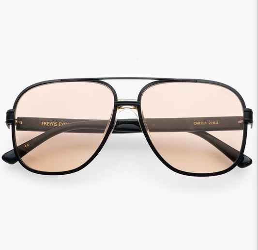Carter Unisex Aviator Sunglasses - Matte Black / Brown