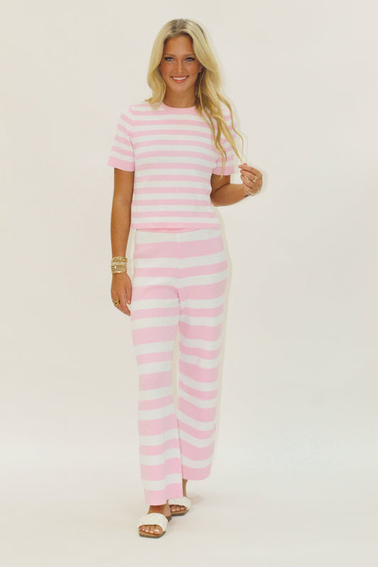 Bittersweet Pink Striped Pant Set