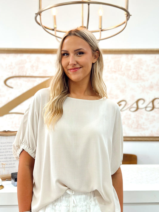 Sand beige Flowy Top