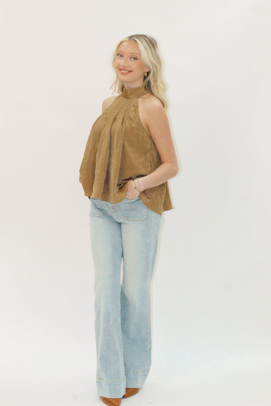 Amorette Satin Top Taupe