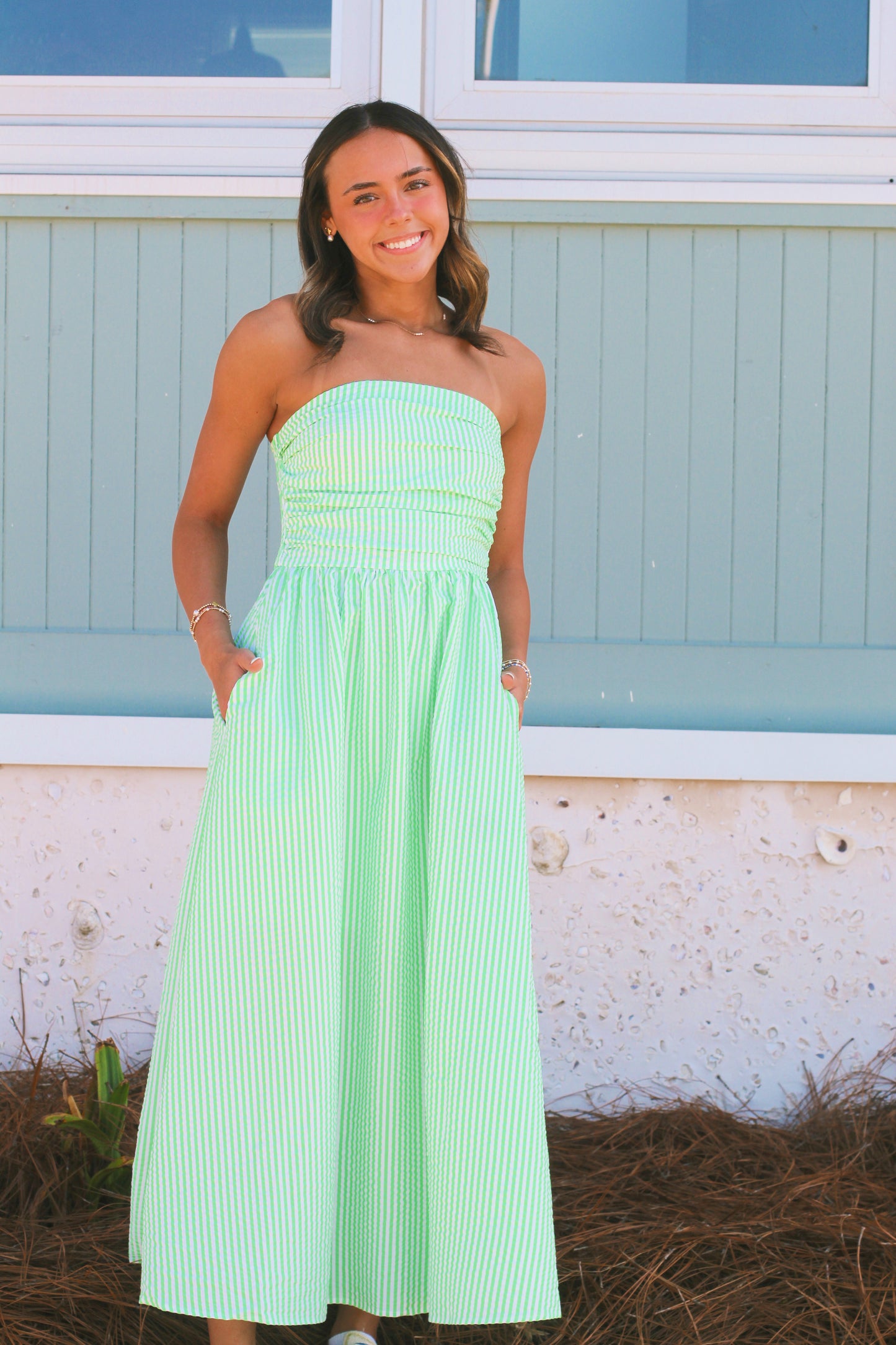 Verde Striped Dress