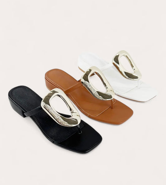 Metallic ring sandal Tan