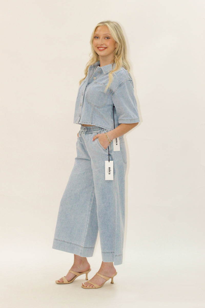 Kensington Denim Wide Leg Capri