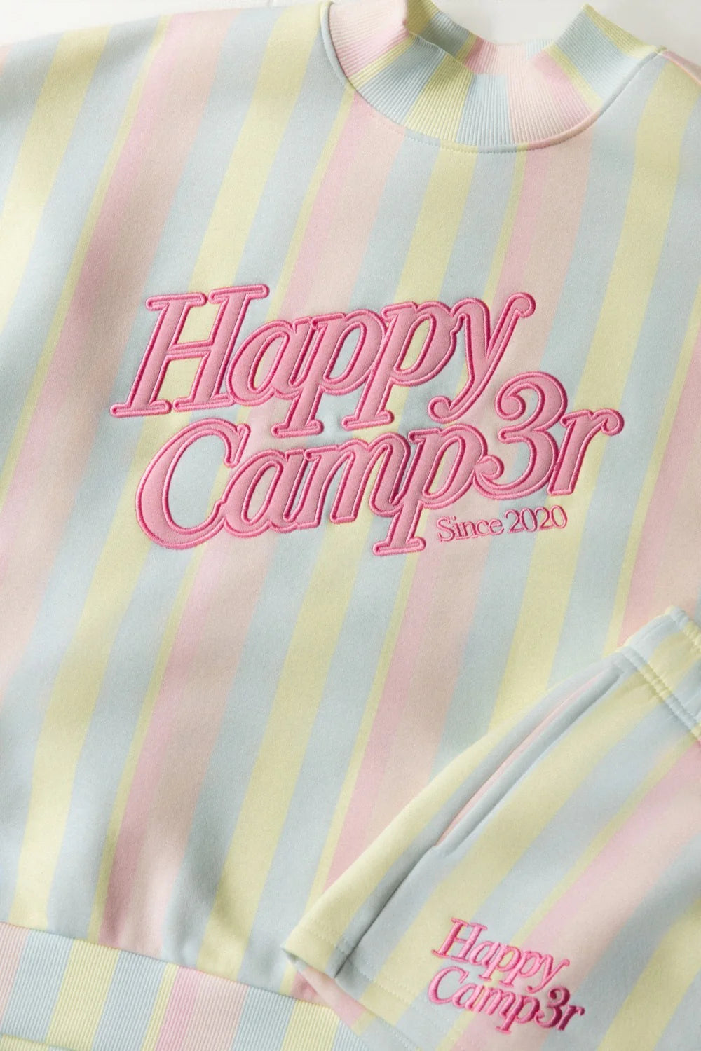 SHERBET STRIPES APPLIQUE MOCKNECK