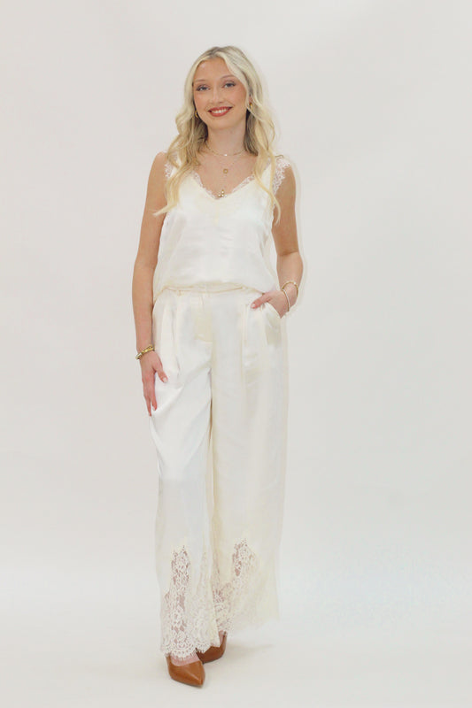 Falling For You Satin Lace Top