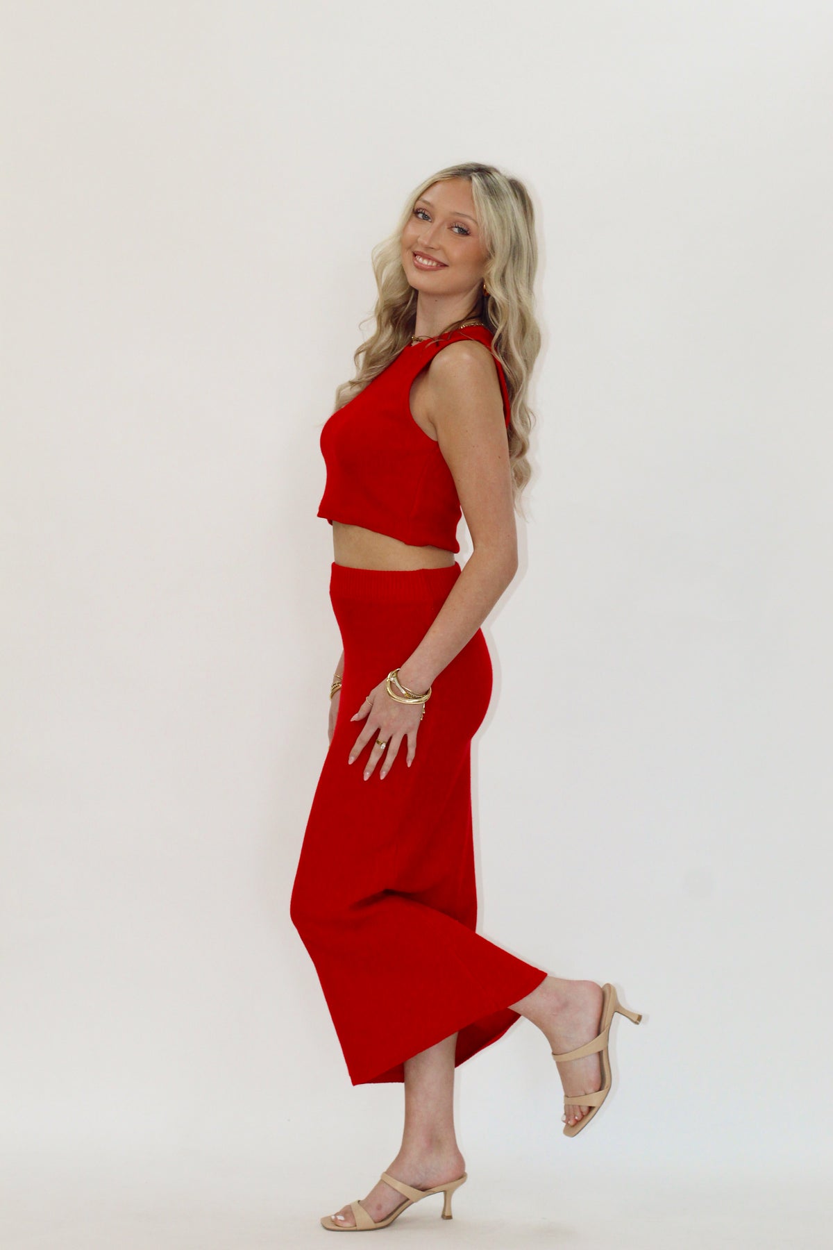 Laura Red Skirt Set