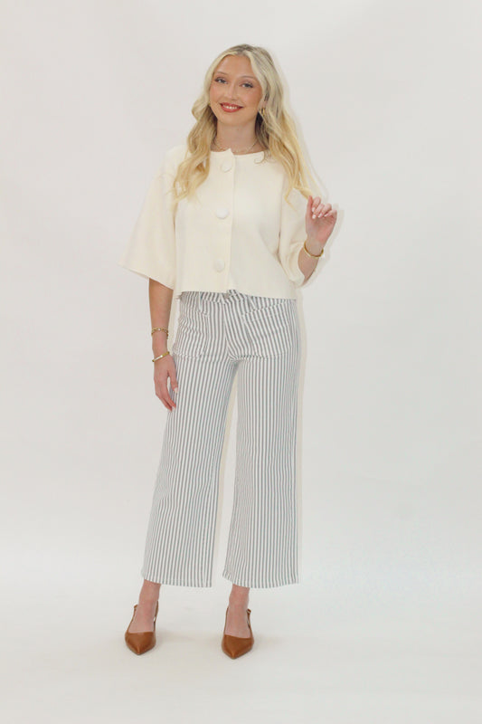 Breezy Denim Cropped Striped Pants