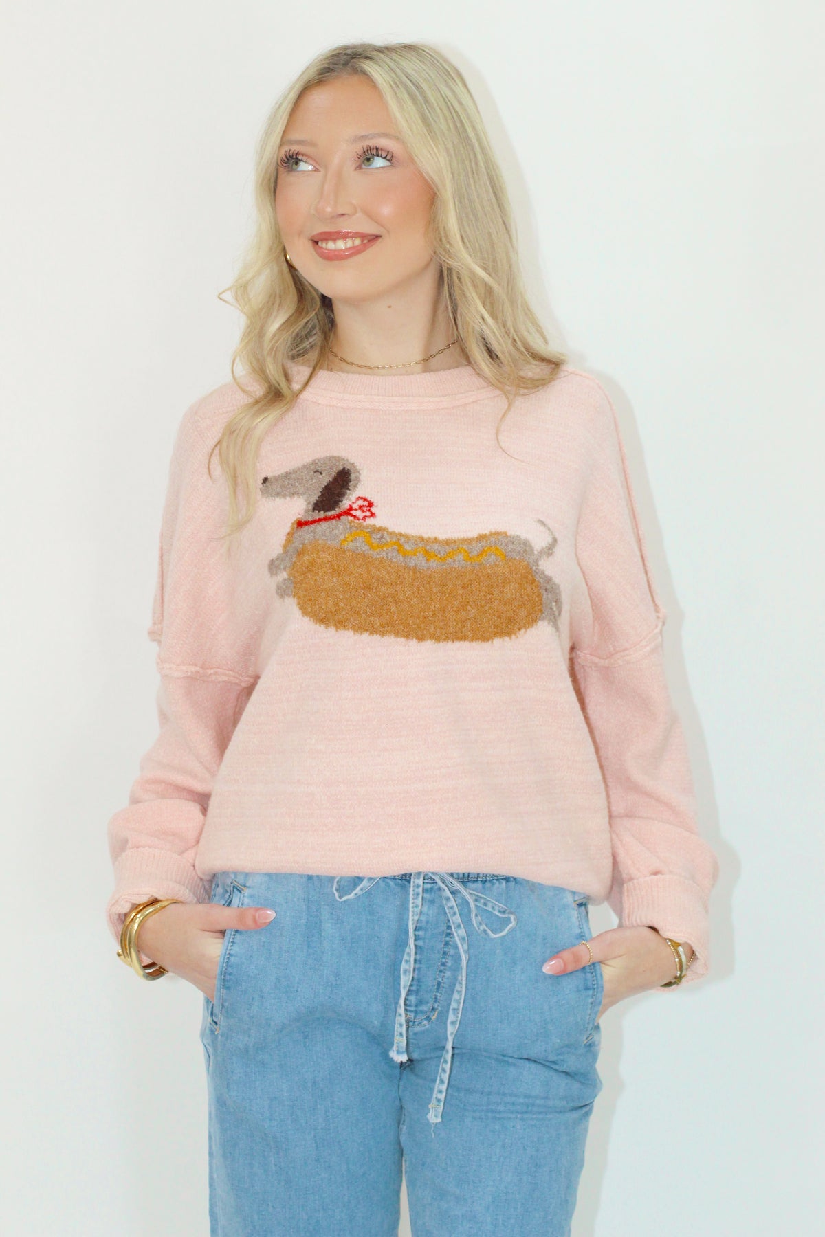 Hot Dog Blush Sweater