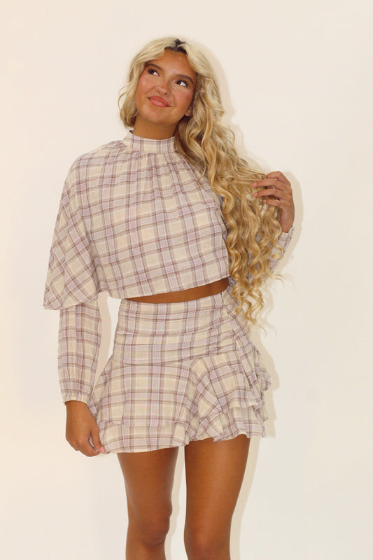 Elle Avenue Plaid Skirt Set