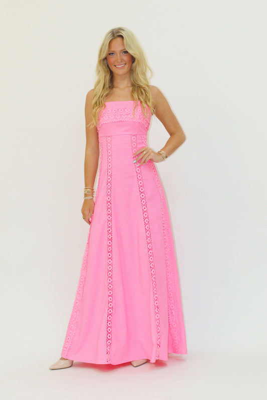 Panel Lace Trim Maxi Dress