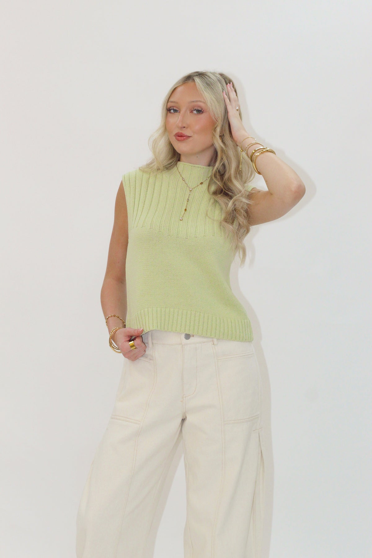 Jennie Green Sleeveless Sweater