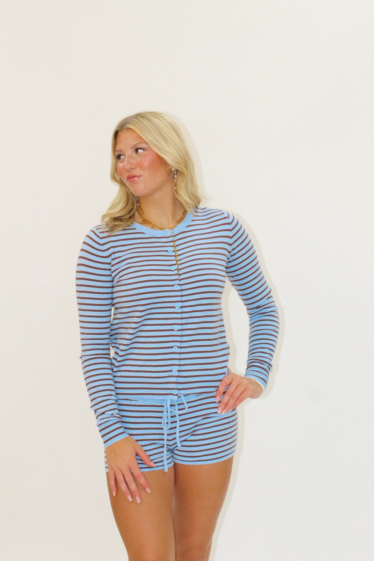 Playin Striped Shorts Set