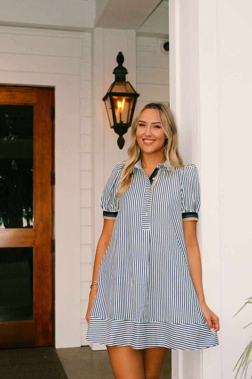 Blue striped dress