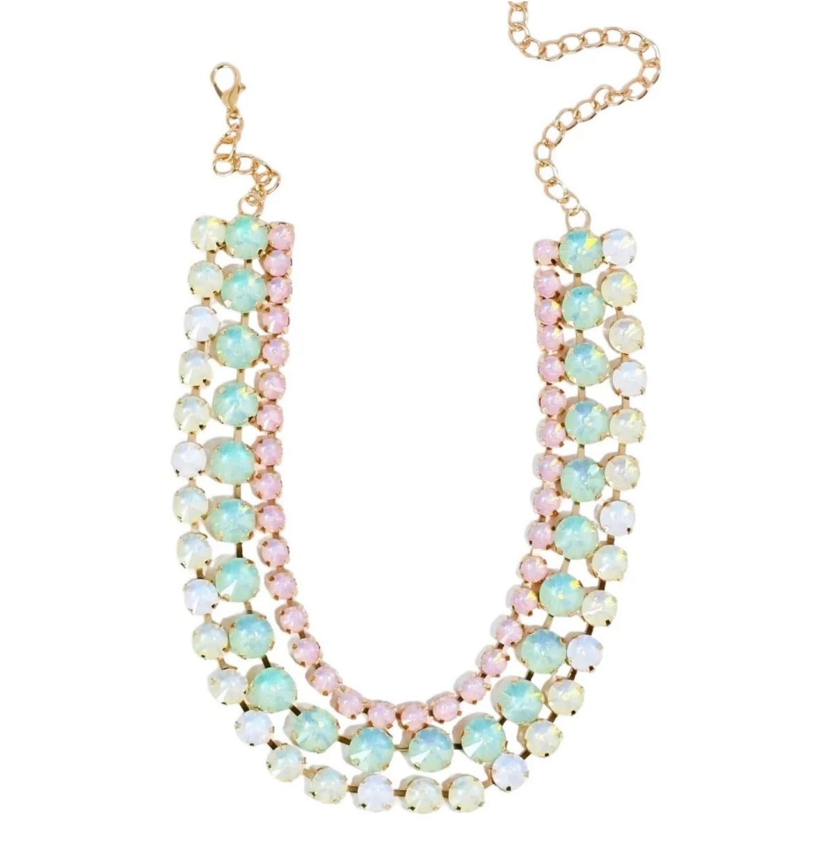 Multi Pastel Three Strand Crystal
Necklace
