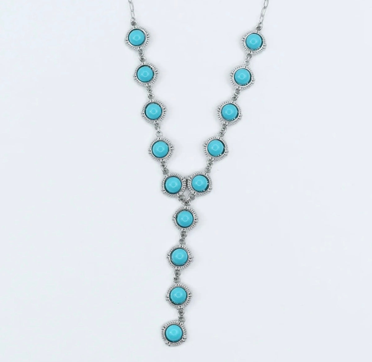 Turquoise Cascade Silver Necklace