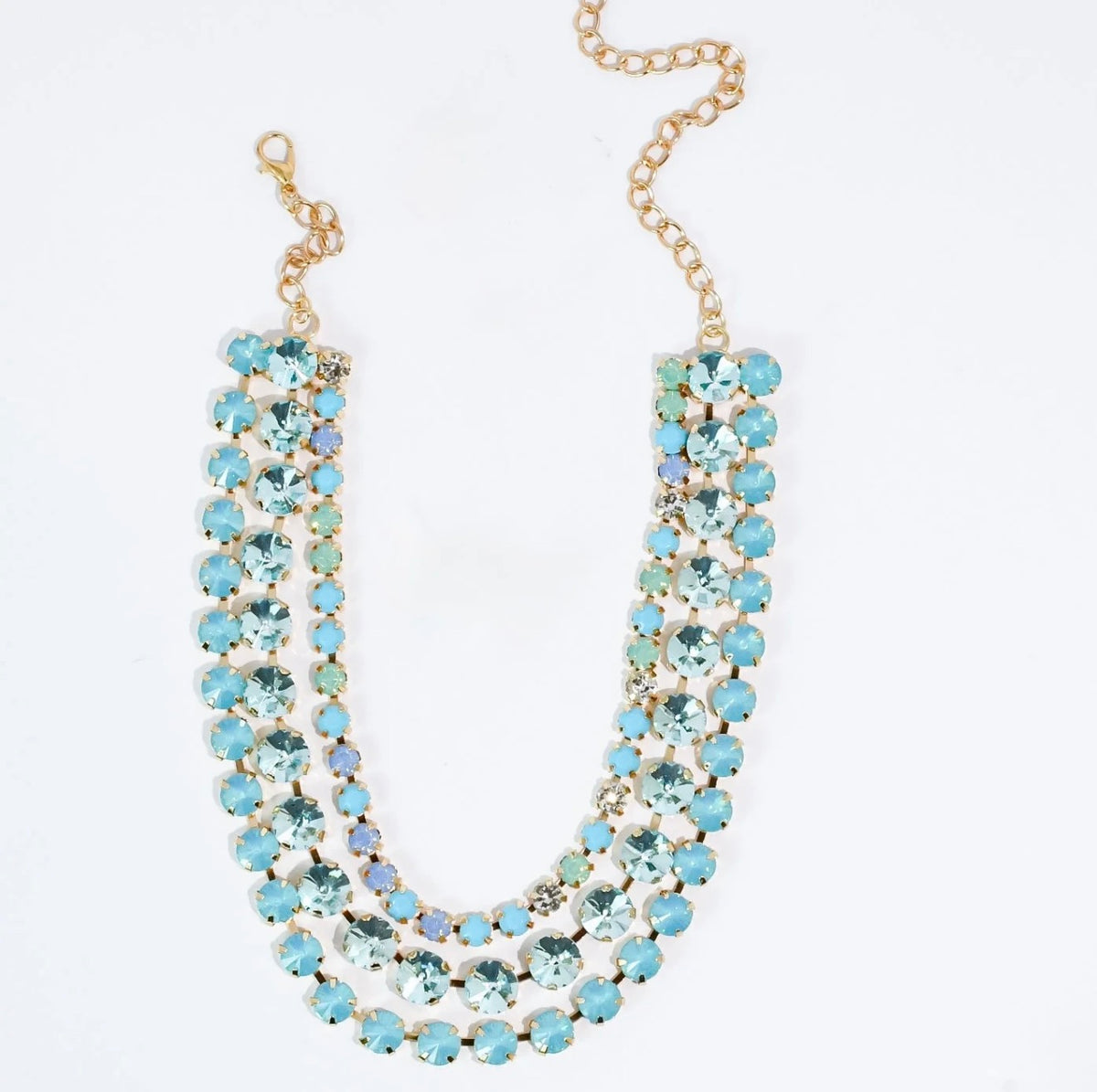 Light Blue Teal three Strand Crystal
Jewelry Set