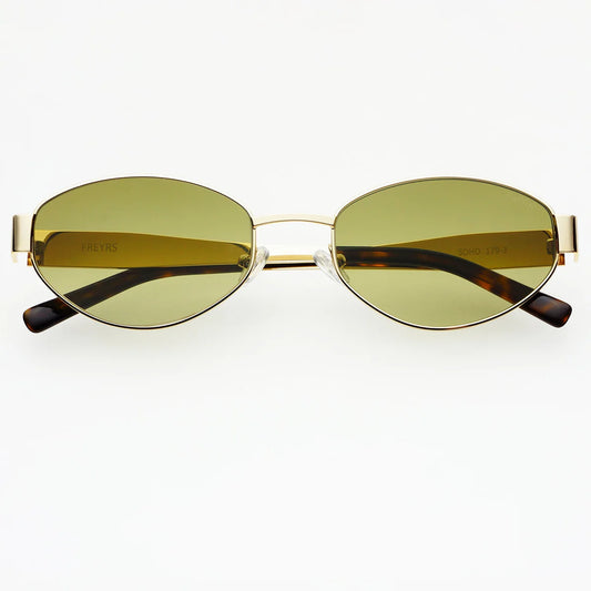 SoHo Women’s Oval Sunglasses - Gold / Green